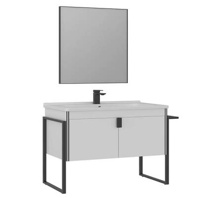 Orka Trio 100 cm Kapaklı Ayaklı Banyo Dolabı Takımı - 2