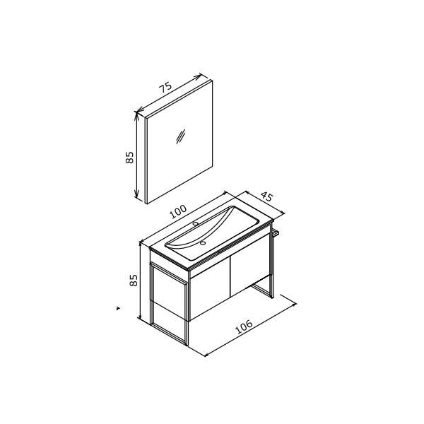 Orka Trio 100 cm Kapaklı Ayaklı Banyo Dolabı Takımı - 3